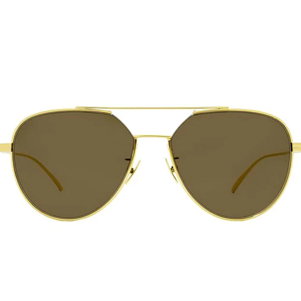 Bottega Veneta Gold Frame Sunglasses with Brown Lenses